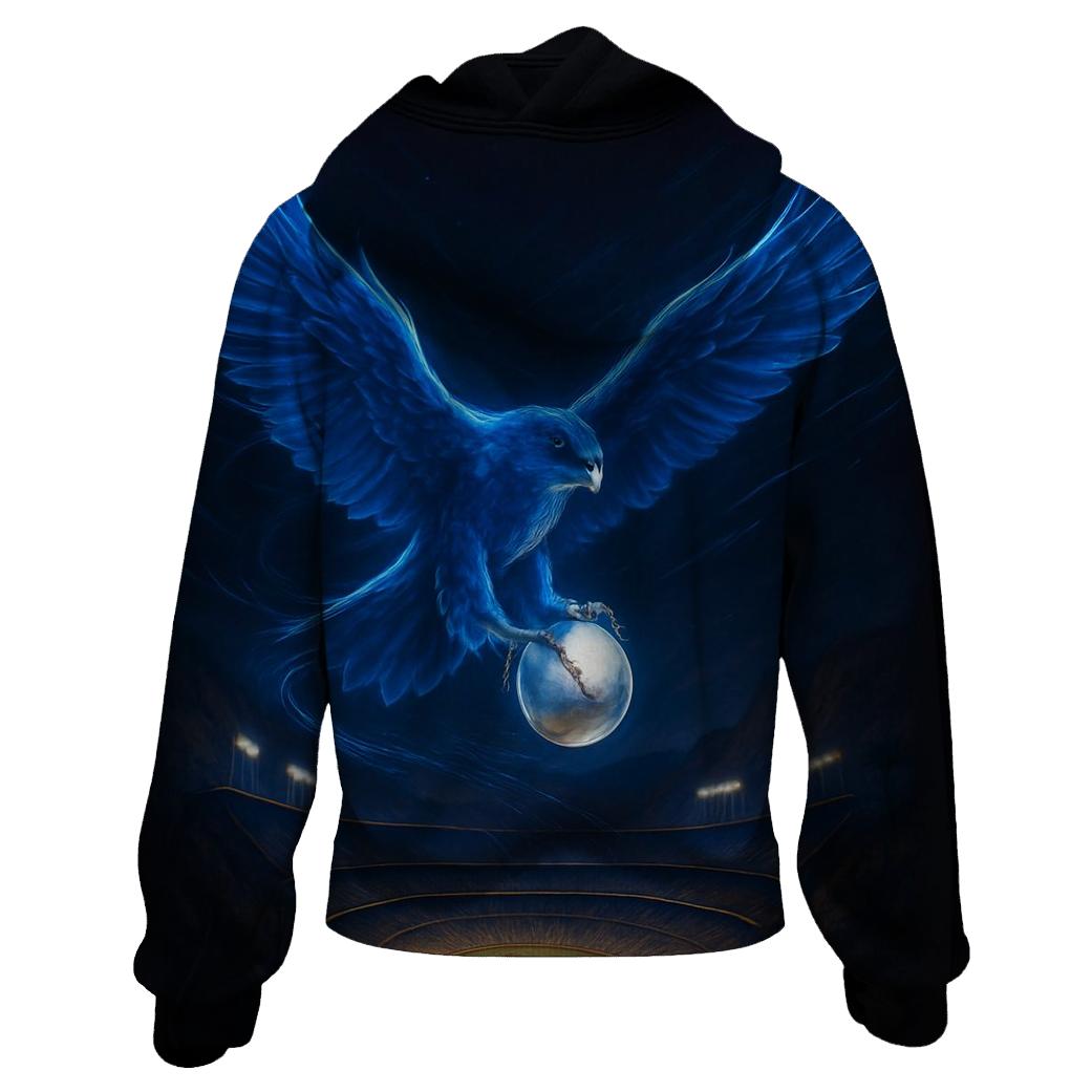 Blue Falcon Over The Ravine embroidered hoodies