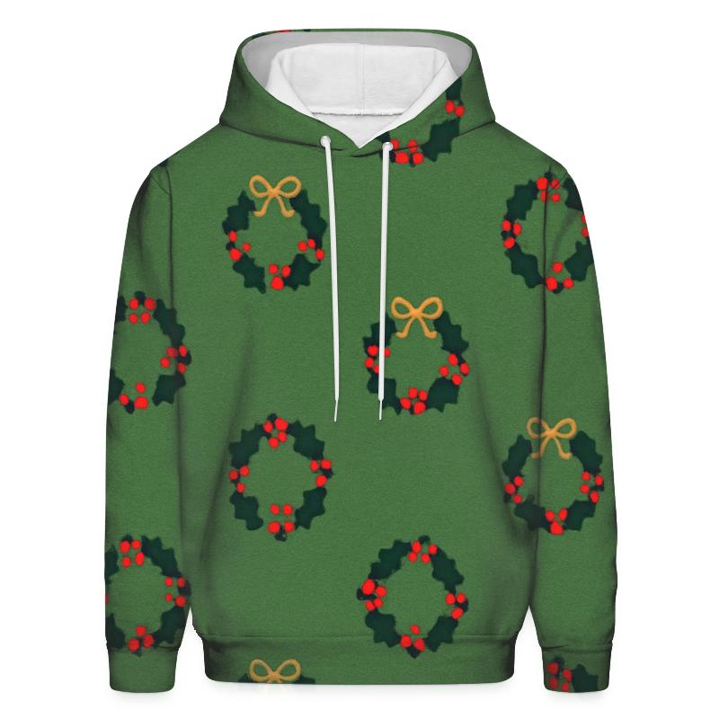 Holly Wreath Polka Dots On Classic Green hoodie styles