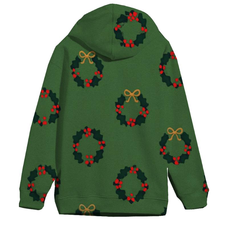 Holly Wreath Polka Dots On Classic Green hoodie styles