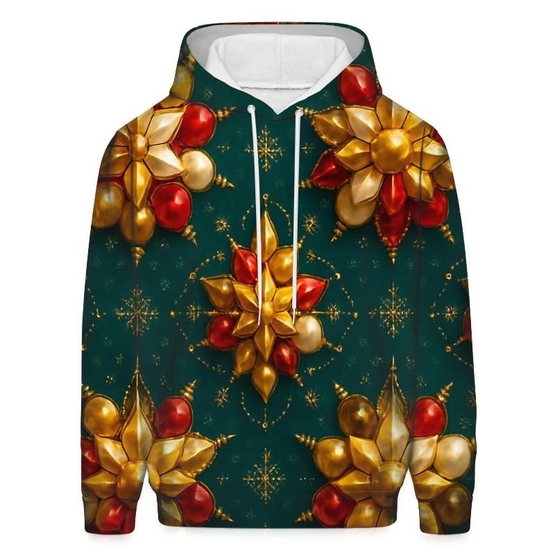 Christmas Bauble Kaleidoscope On Midnight Teal designer hoodies