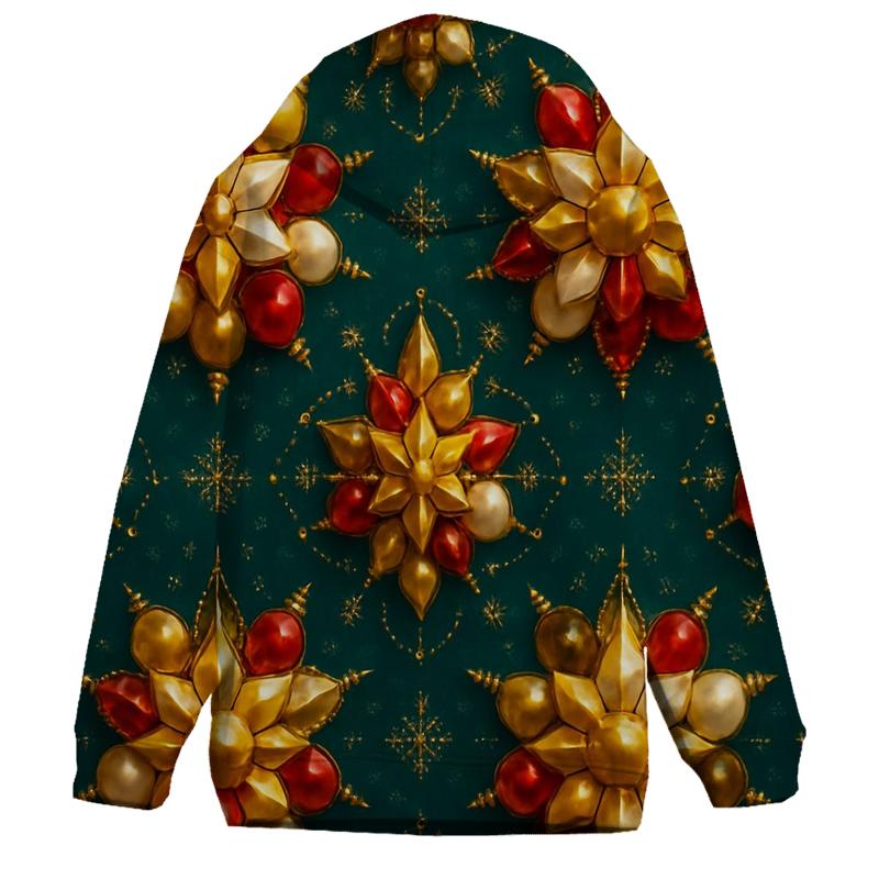 Christmas Bauble Kaleidoscope On Midnight Teal designer hoodies