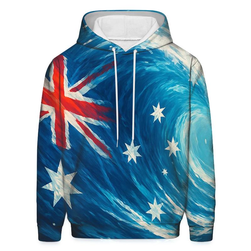 Australian Flag Ocean Wave Abstraction heavyweight hoodies