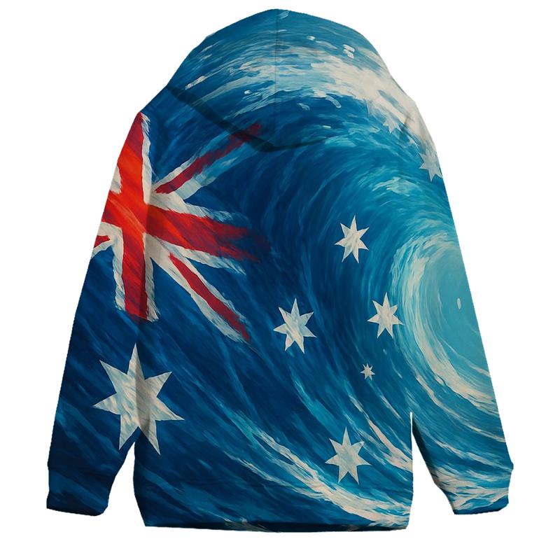 Australian Flag Ocean Wave Abstraction heavyweight hoodies