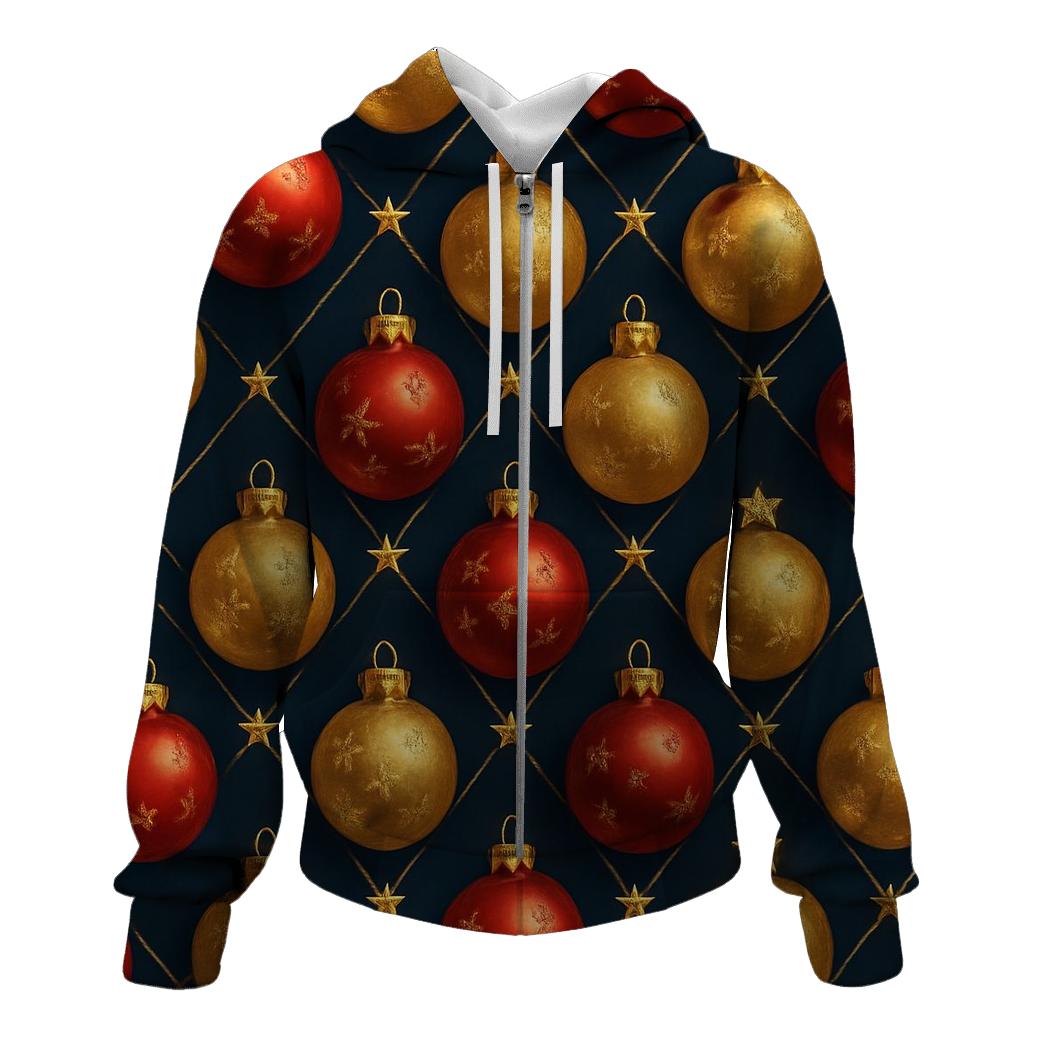Crimson Christmas Ornaments Diamond Lattice On Midnight Field custom hoodies