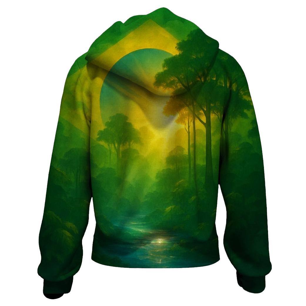 Brazilian Flag Jungle Light Abstract zip-up hoodies