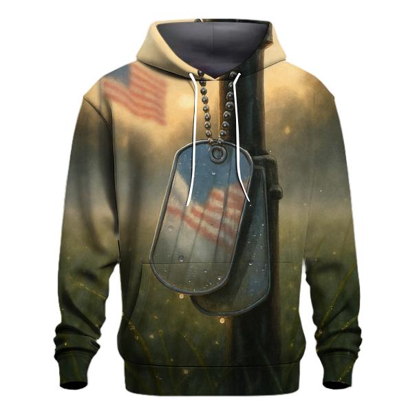 Dog Tags In The Dawn Mist embroidered hoodies