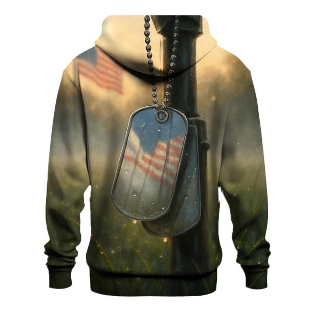 Dog Tags In The Dawn Mist embroidered hoodies