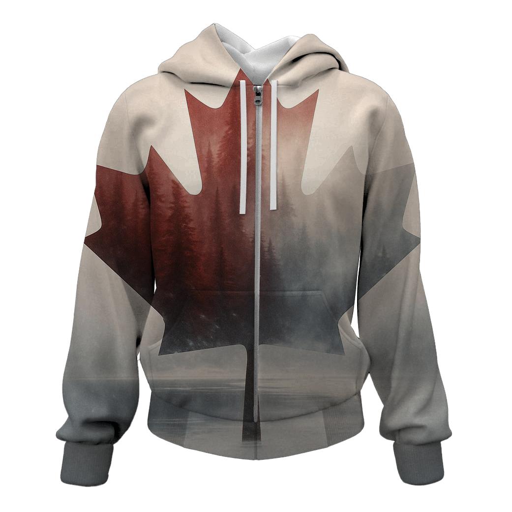 Canadian Flag Forest Double Exposure graphic hoodies
