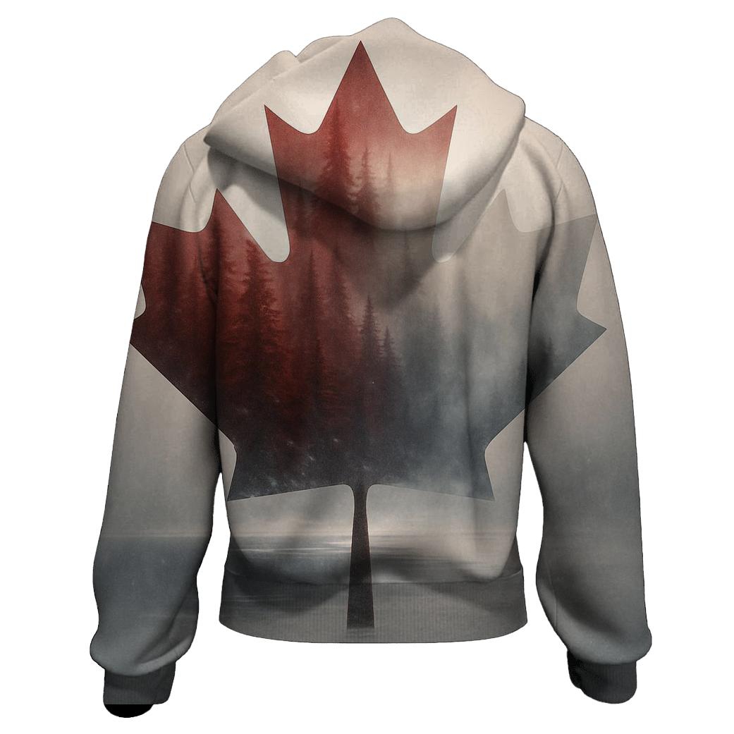 Canadian Flag Forest Double Exposure graphic hoodies