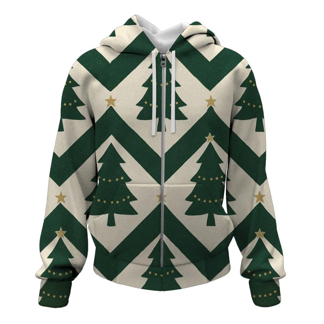 Emerald Fir Tree Chevron On Snowy Ground hoodies fashion