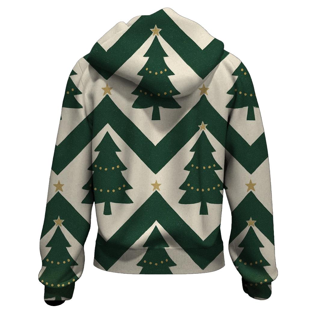 Emerald Fir Tree Chevron On Snowy Ground hoodies fashion