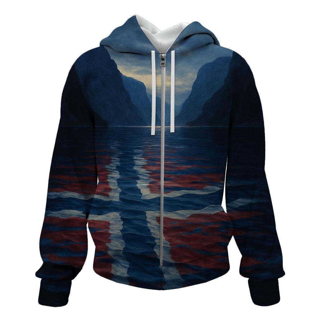 Norwegian Flag Fjord Reflections hoodie styles