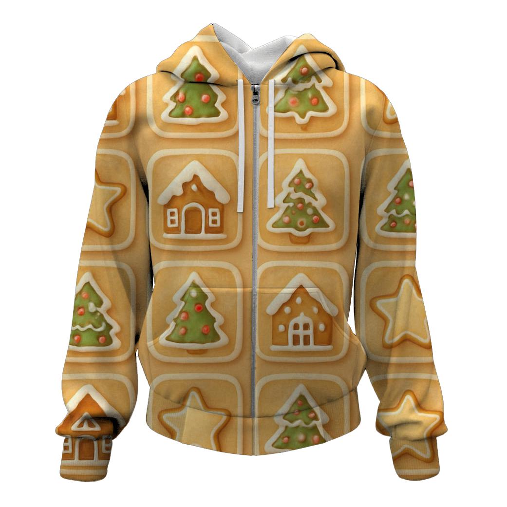 Gingerbread Village Tiles On Warm Beige pullover hoodies