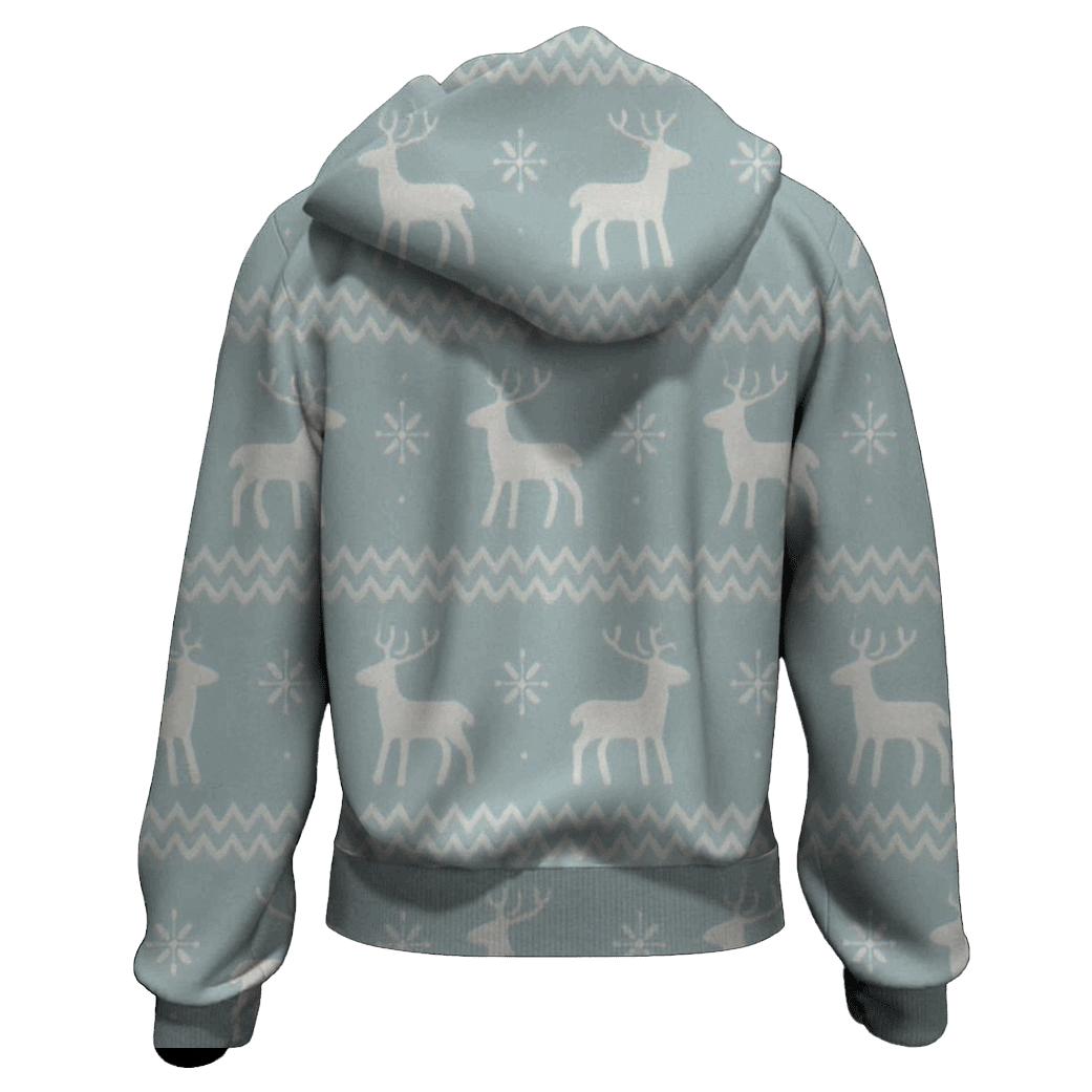 Nordic Reindeer Stripe On Icy Blue designer hoodies