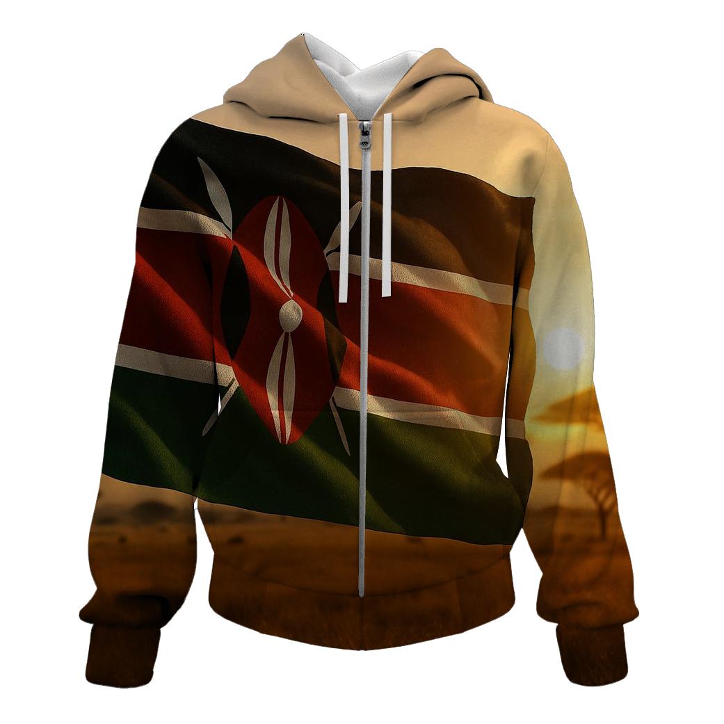 Kenyan Flag Savanna Sunrise Fabric hoodie styles