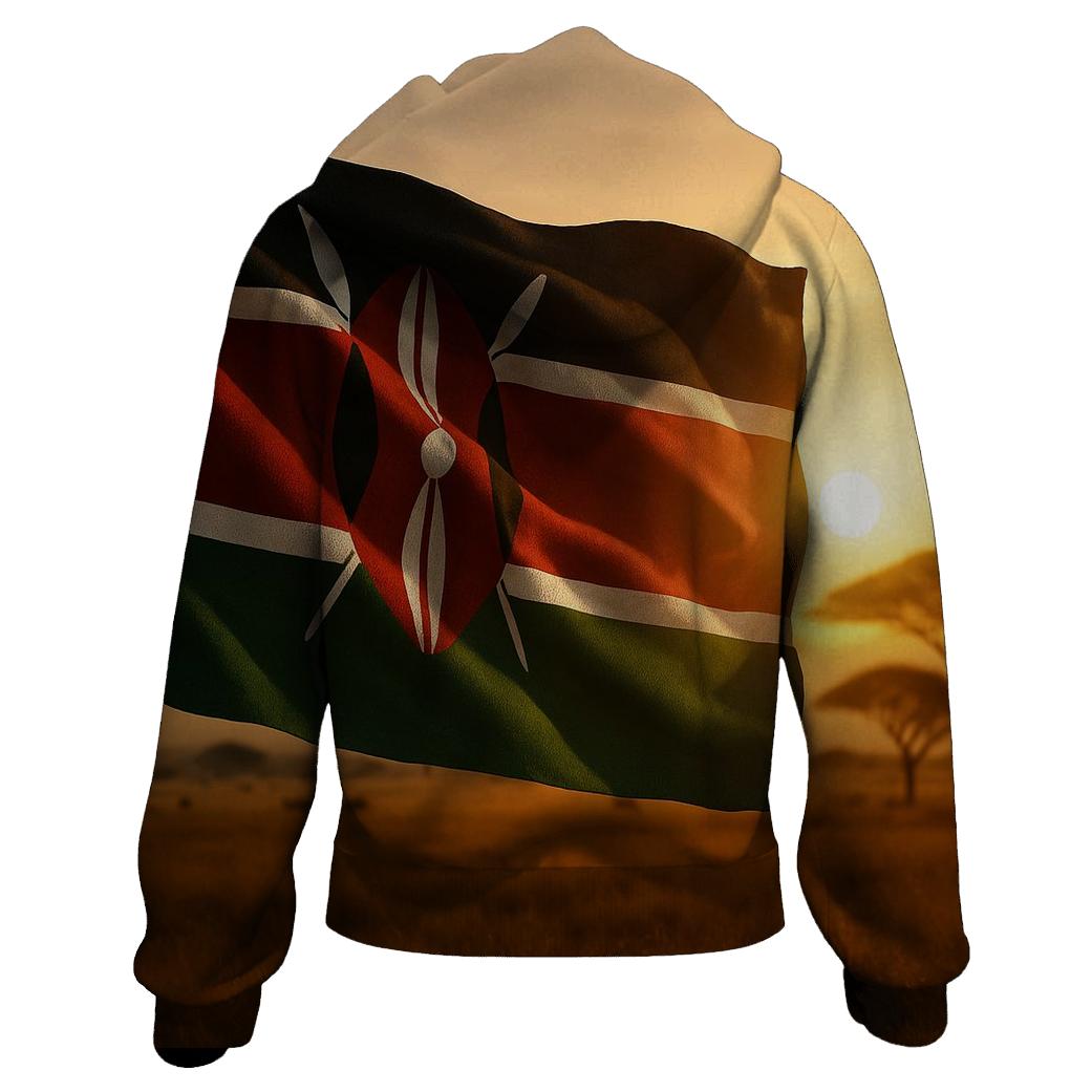Kenyan Flag Savanna Sunrise Fabric hoodie styles