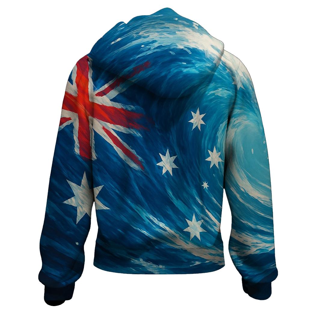 Australian Flag Ocean Wave Abstraction premium hoodies
