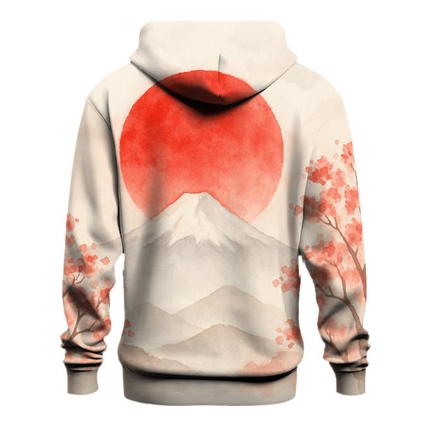 Japanese Flag Misty Mountain Watercolor zip-up hoodies