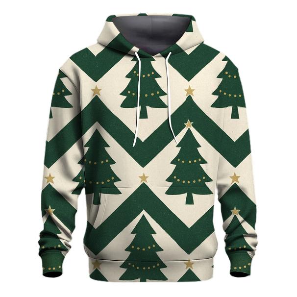 Emerald Fir Tree Chevron On Snowy Ground graphic hoodies