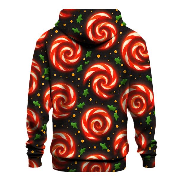 Candy Cane Spiral Constellations On Charcoal Night printed hoodies
