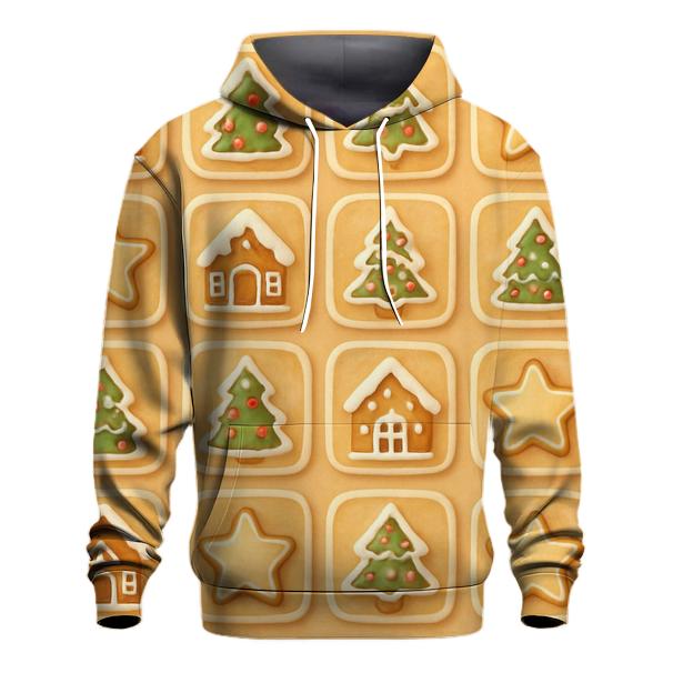 Gingerbread Village Tiles On Warm Beige heavyweight hoodies