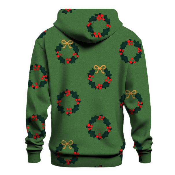 Holly Wreath Polka Dots On Classic Green embroidered hoodies