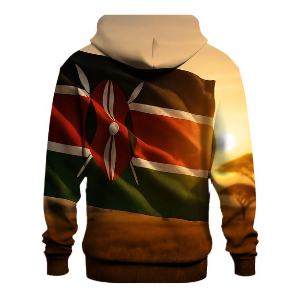 Kenyan Flag Savanna Sunrise Fabric embroidered hoodies