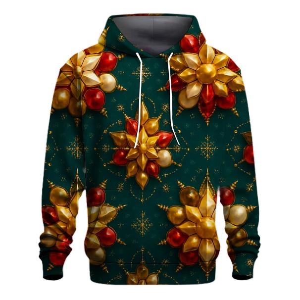Christmas Bauble Kaleidoscope On Midnight Teal zip-up hoodies