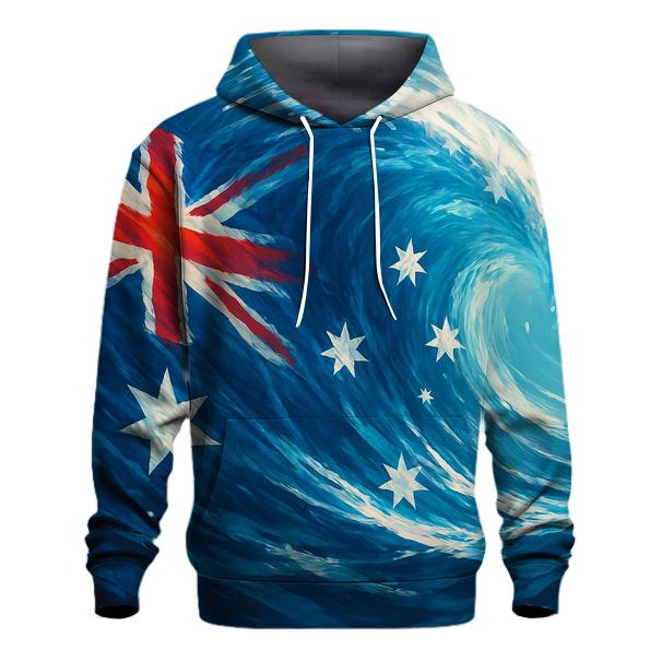Australian Flag Ocean Wave Abstraction embroidered hoodies