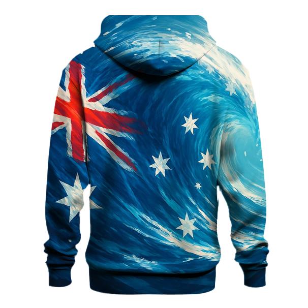 Australian Flag Ocean Wave Abstraction embroidered hoodies