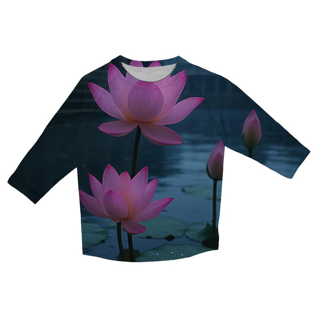 Monsoon Lotus At Temple Pond Edge personalized 3/4 sleeve tees