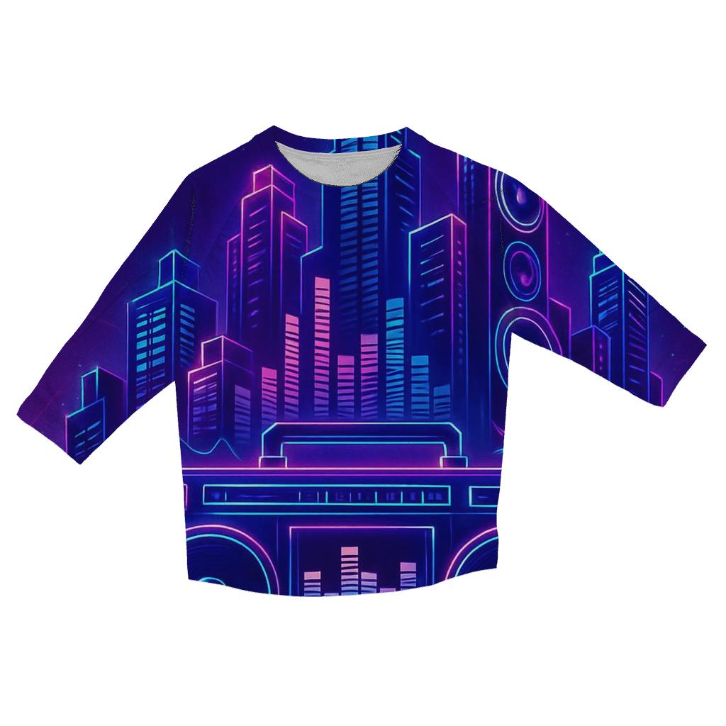 Neon Boombox Skyline stylish quarter sleeve tops