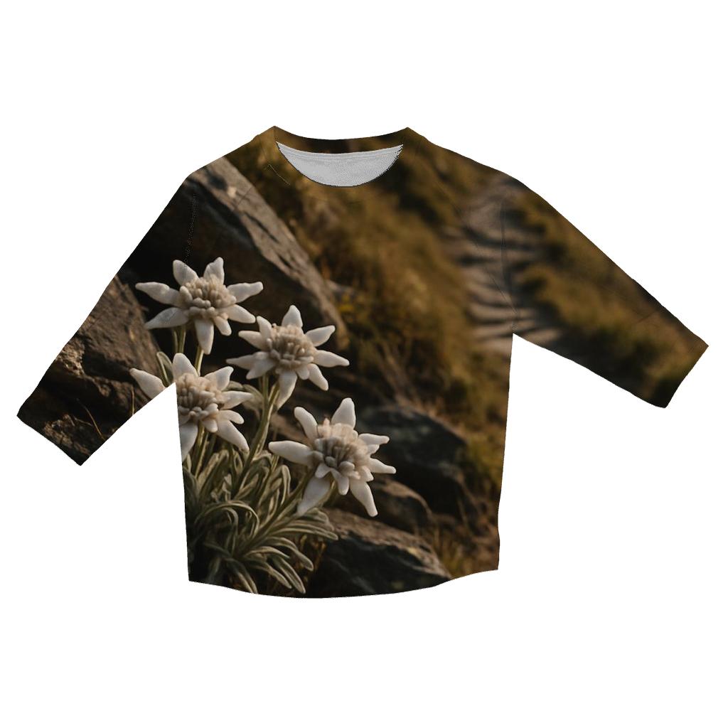 Alpine Edelweiss On Ancient Stone Path stylish quarter sleeve tops