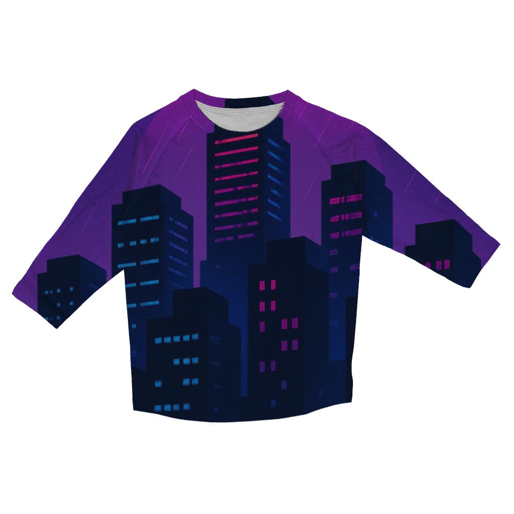 Retro Synth City Rain designer 3/4 sleeve blouses