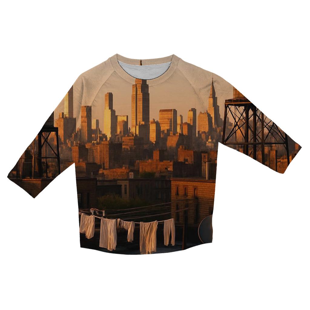 Harlem Rooftop Golden Hour Skyline trendy 3/4 sleeve tops