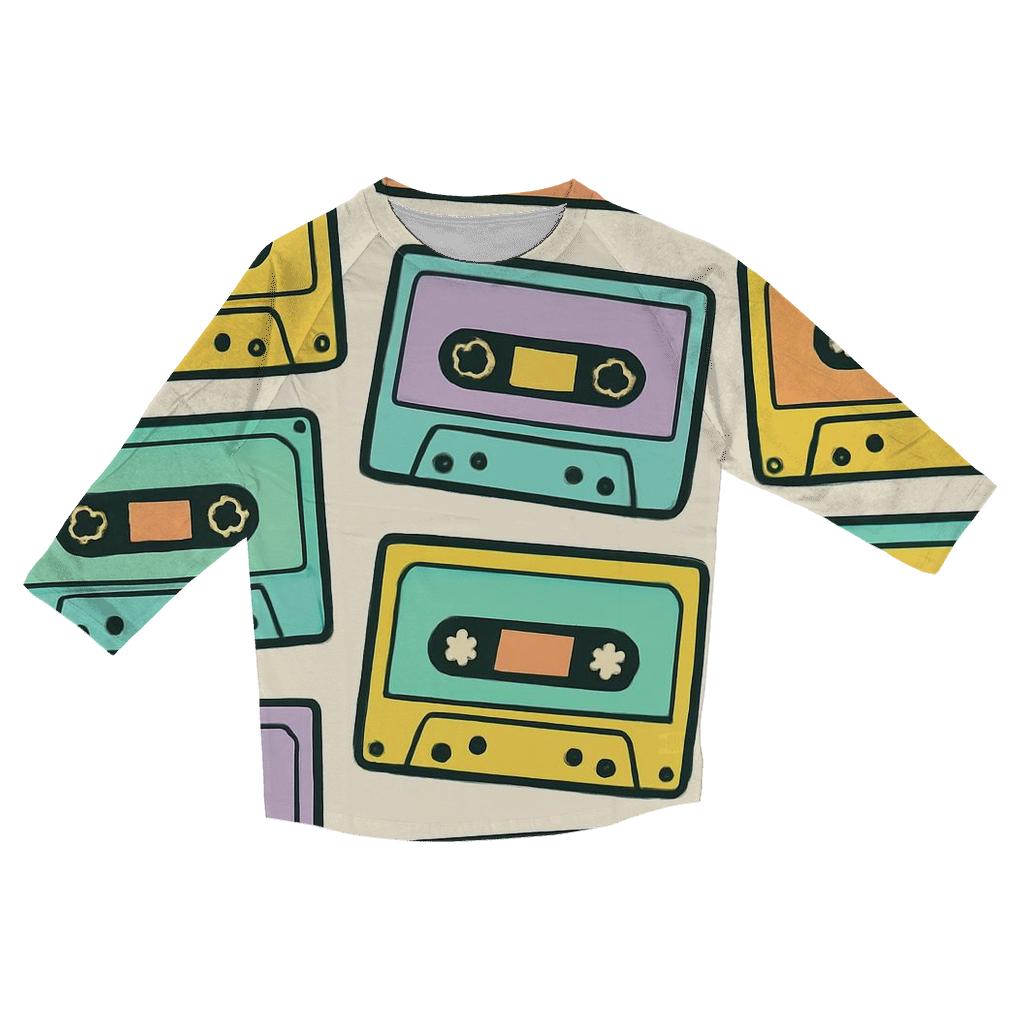 Cassette Mixtape Mosaic designer 3/4 sleeve blouses
