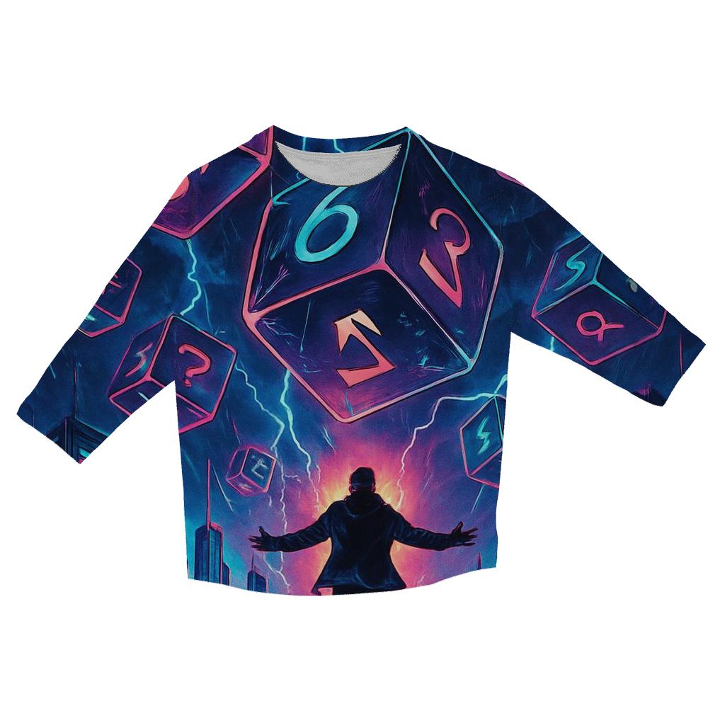 Dice Storm Over Rooftops printed three quarter sleeve shirts