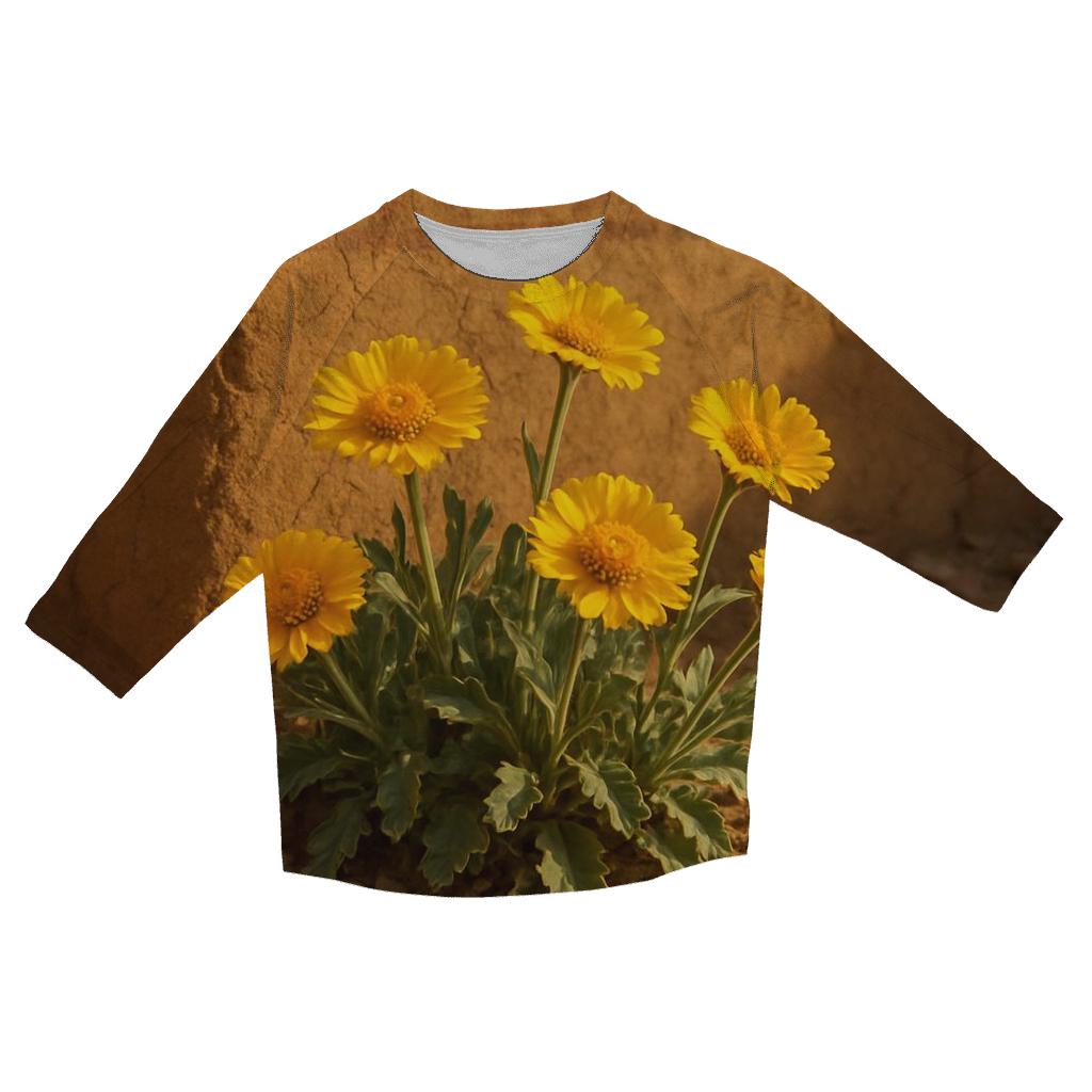 Desert Marigolds Beside Adobe Wall cotton quarter sleeve shirts