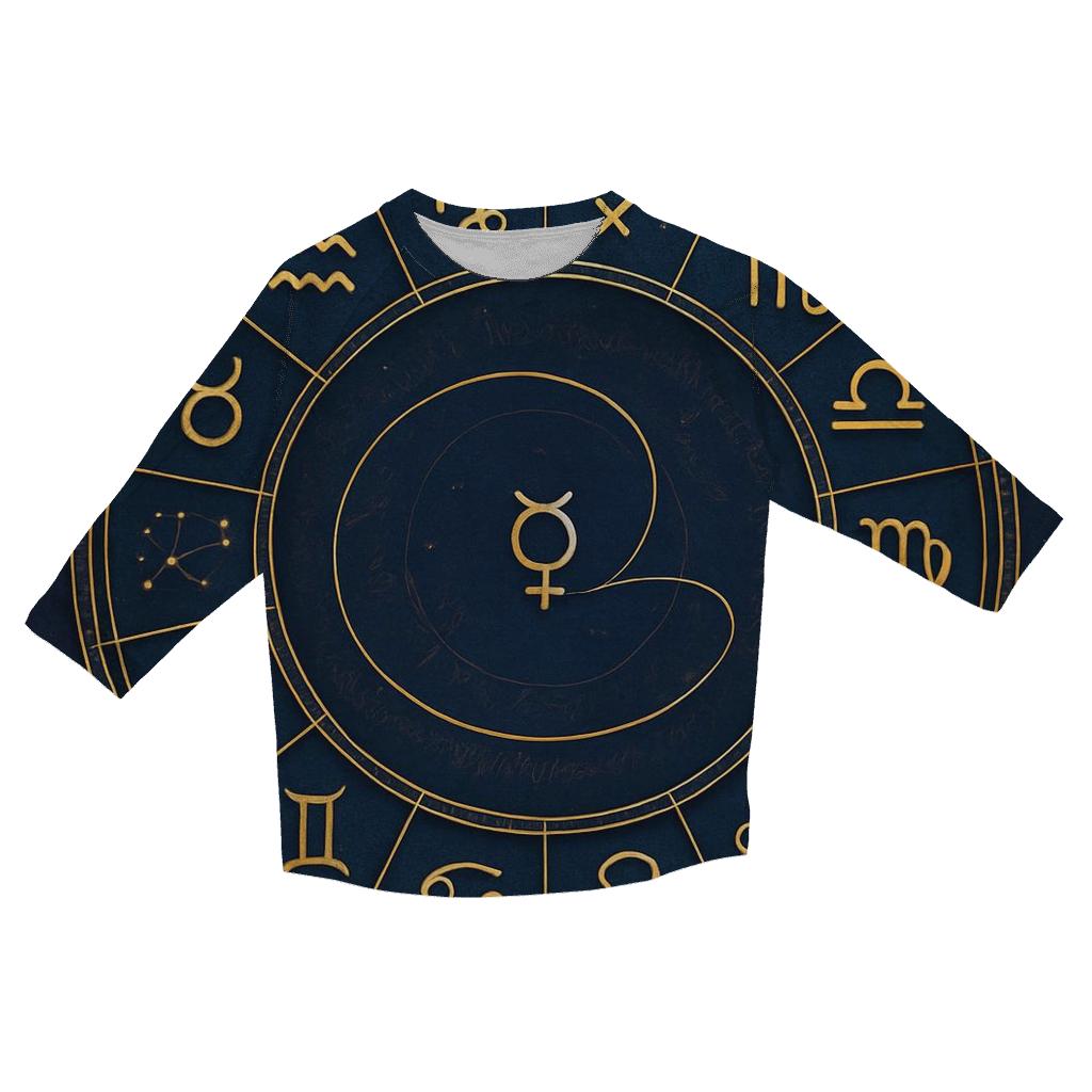 Zodiac Wheel Of Retrograde Reflections custom 3/4 sleeve shirts