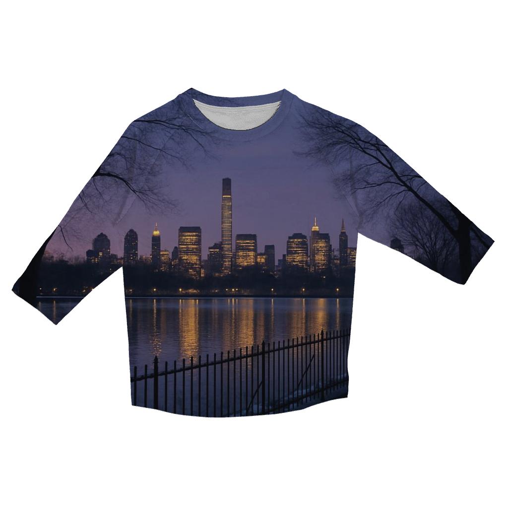 Winter Dusk From Central Park Reservoir fashion 3/4 sleeve shirts