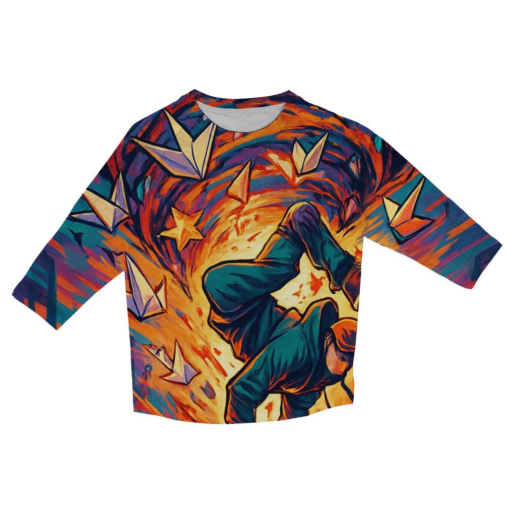 Origami Tornado Dancer trendy 3/4 sleeve tops