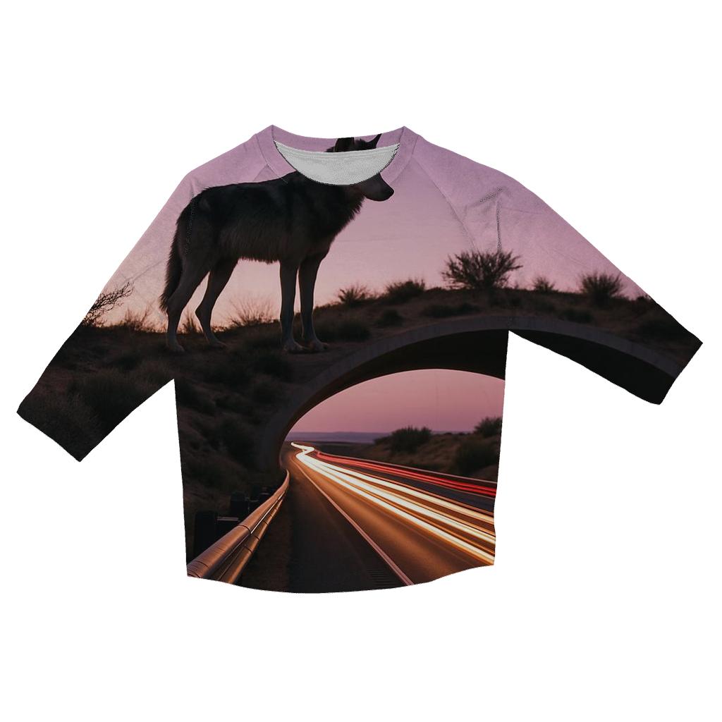 Desert Highway Overpass Wolf Crossing trendy 3/4 sleeve tops