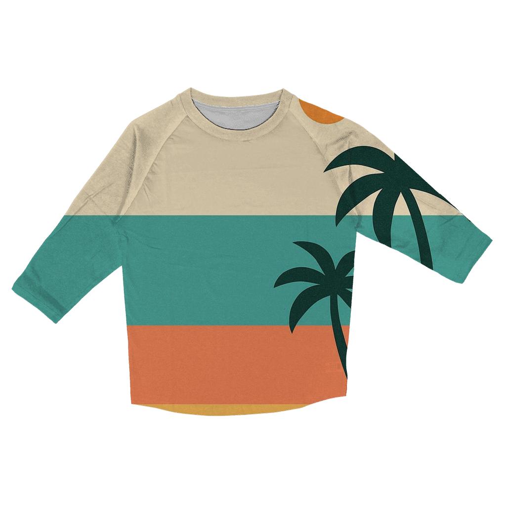 Retro Beach Stripe Escape stylish quarter sleeve tops
