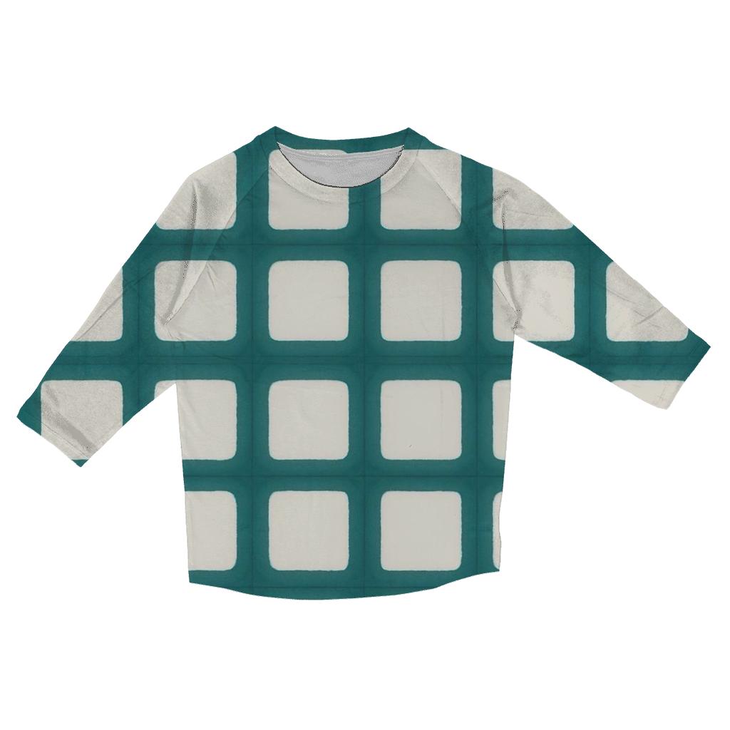 Itajime Teal Window Grid stylish quarter sleeve tops