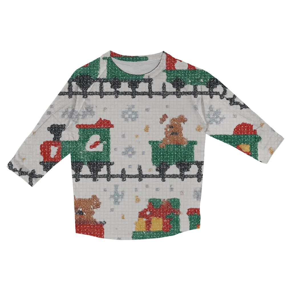 North Pole Toy Train Tracks fashion 3/4 sleeve shirts