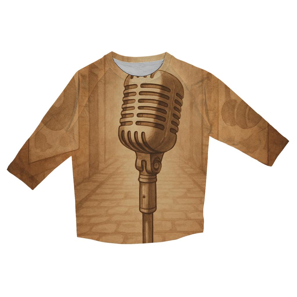 Sepia Street Microphone personalized 3/4 sleeve tees
