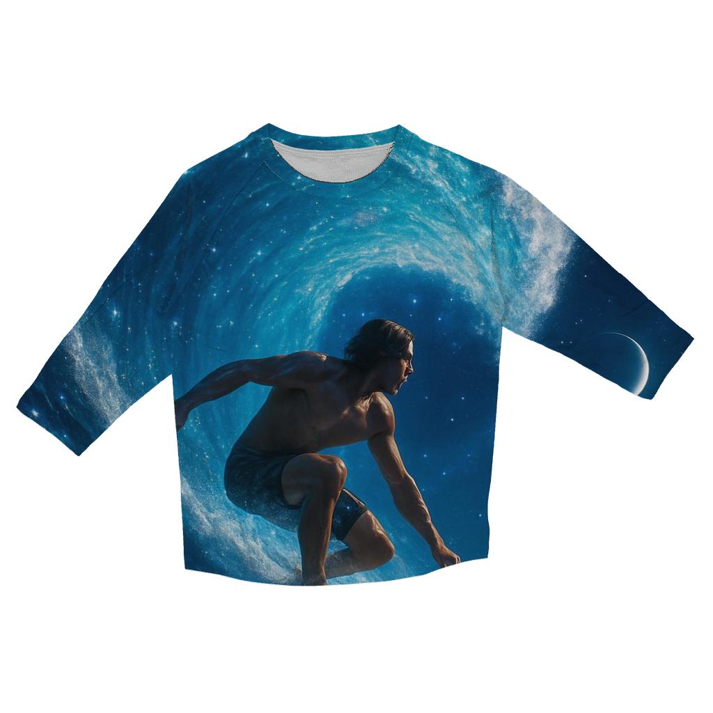 Cosmic Surf Wave Rider casual three quarter sleeve shirts