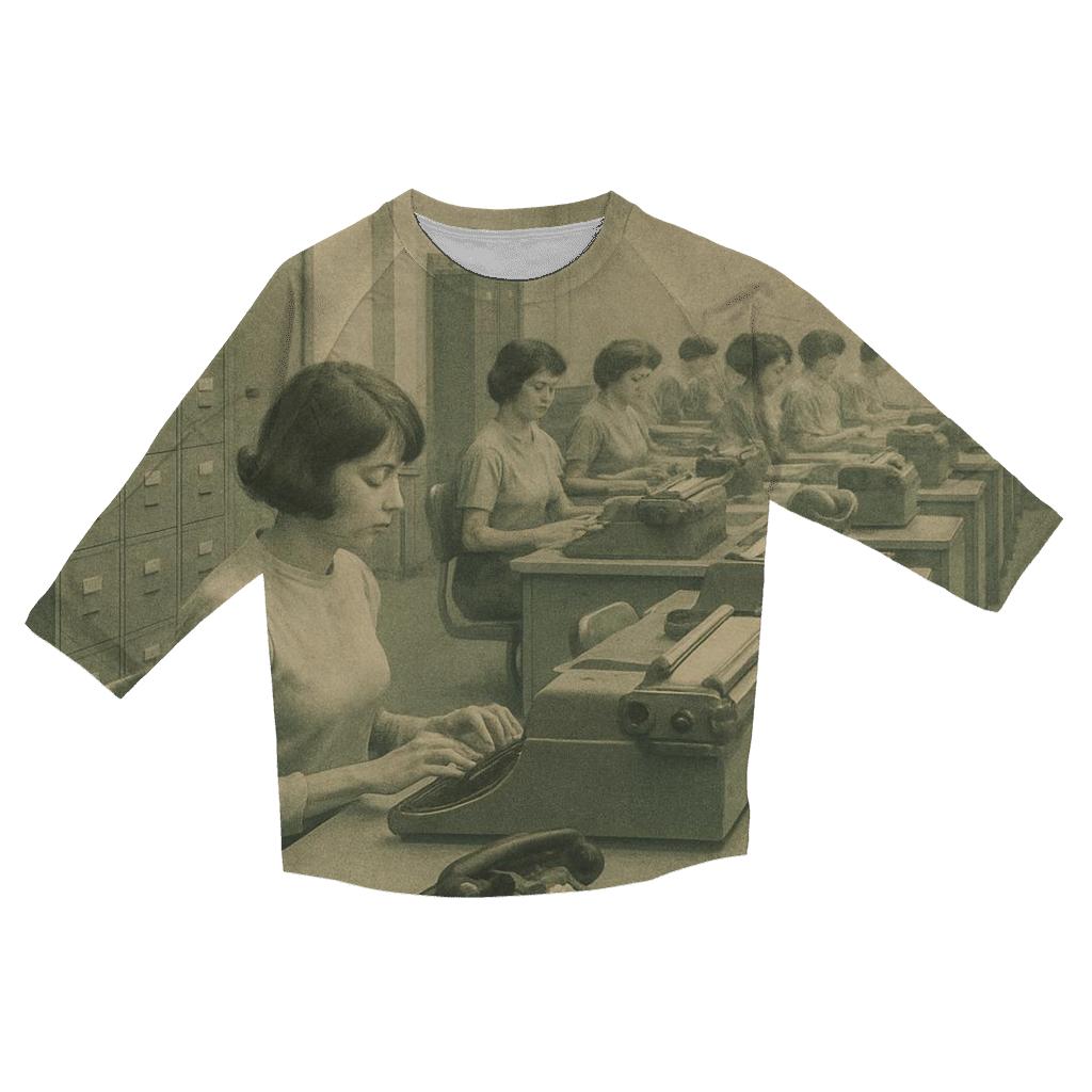 Retro Office Typing Pool Scene designer 3/4 sleeve blouses