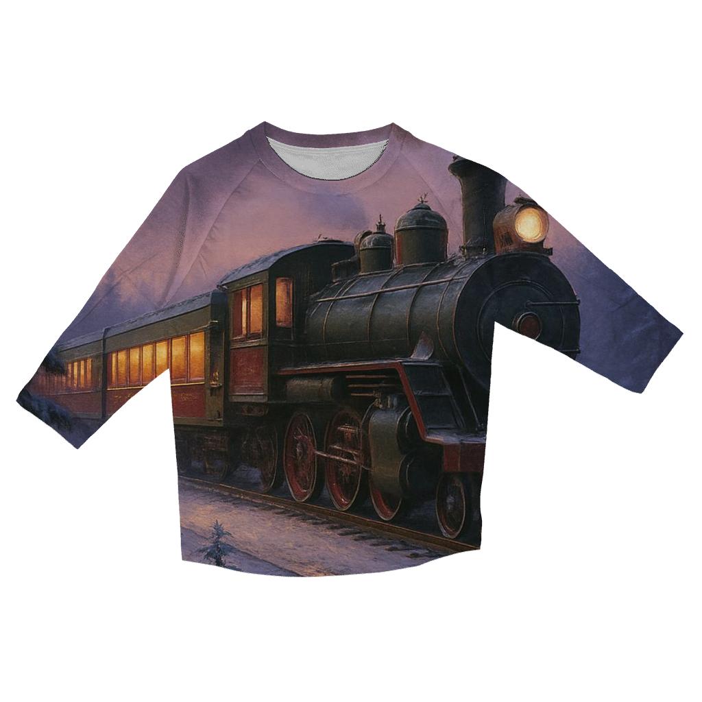 Silent Night Train Through The Snow custom 3/4 sleeve shirts