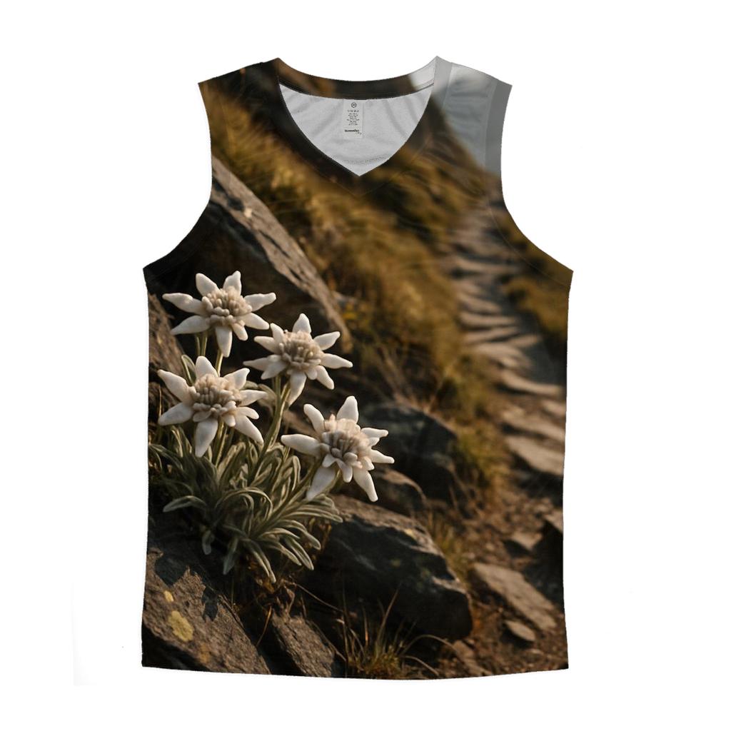 Alpine Edelweiss On Ancient Stone Path cotton sleeveless tops